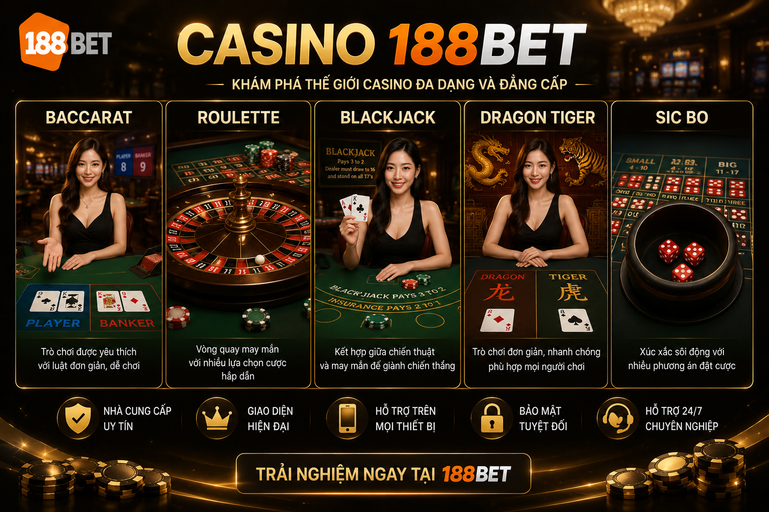 Trò chơi phổ biến tại casino 188BET