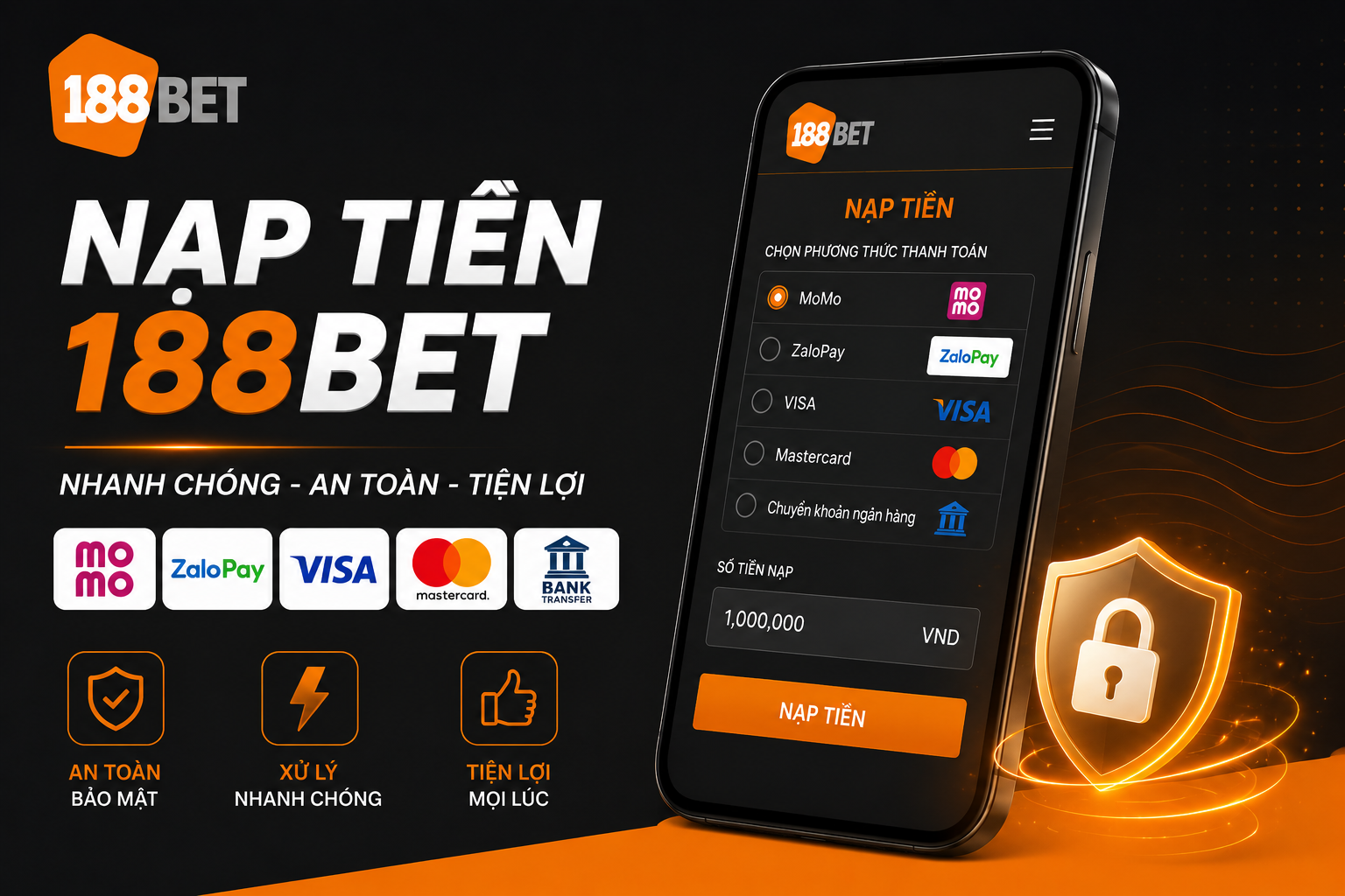Chi tiết các bước nạp tiền 188BET đơn giản