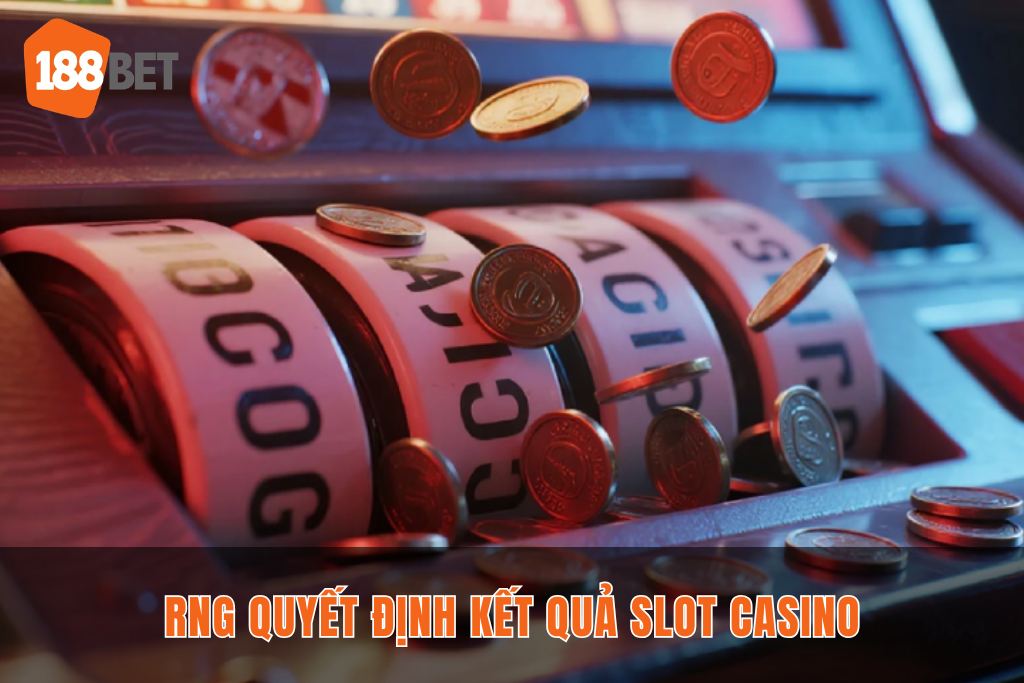 Màn hình slot casino với các cuộn quay và chỉ số kết quả ngẫu nhiên