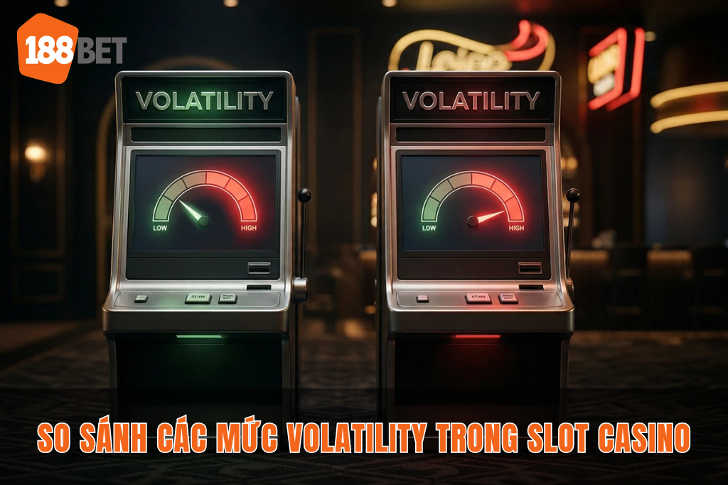 Bảng so sánh volatility thấp, trung bình và cao trong slot casino